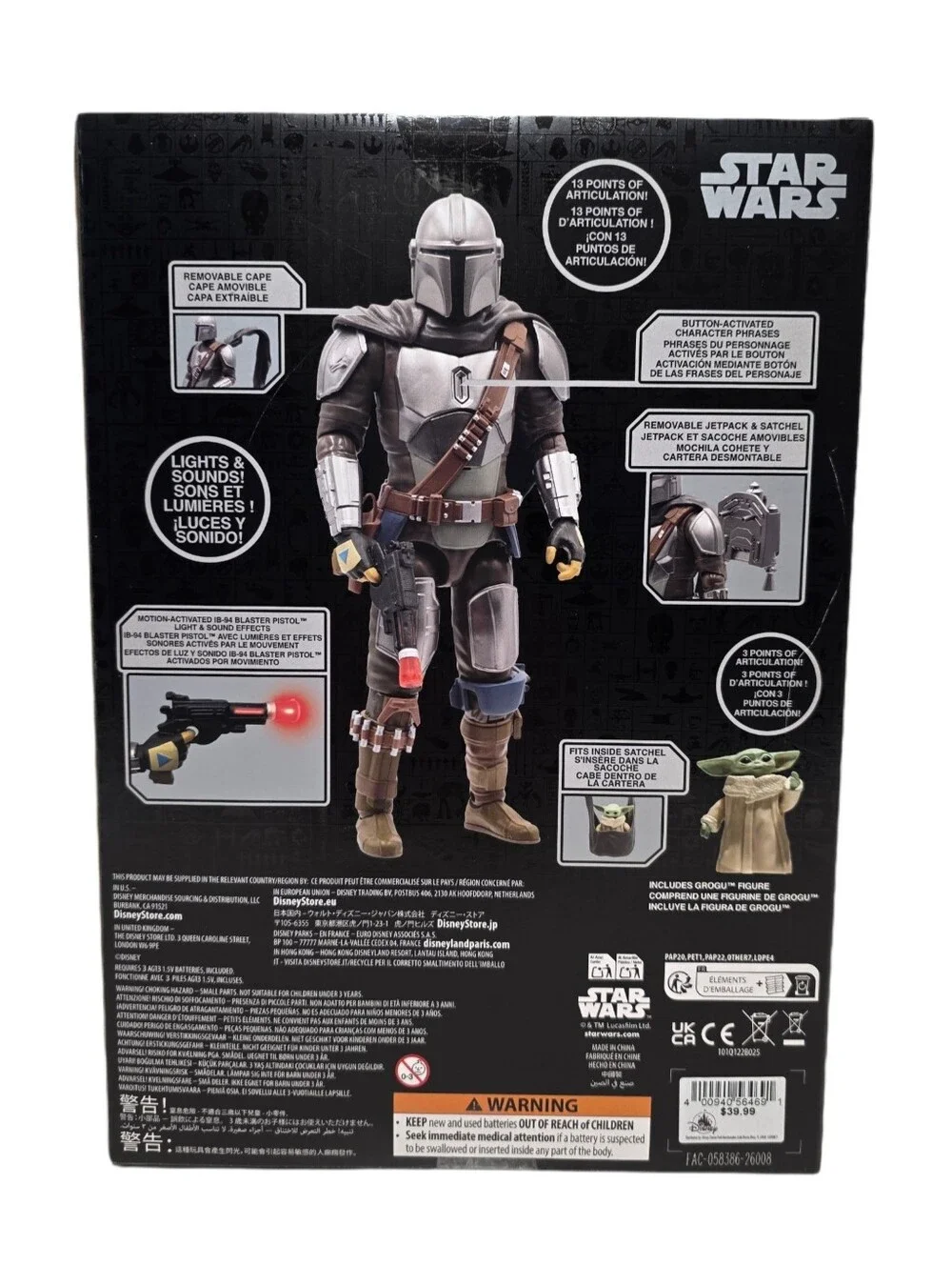 Disney Star Wars Power Force THE MANDALORIAN GROGU Talking Action Figure - NIB